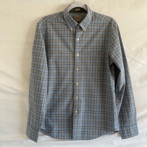 J. Crew Slim Fit Button Down Blue Yellow Paid Long Sleeve Shirt Size Medium - Picture 1 of 10